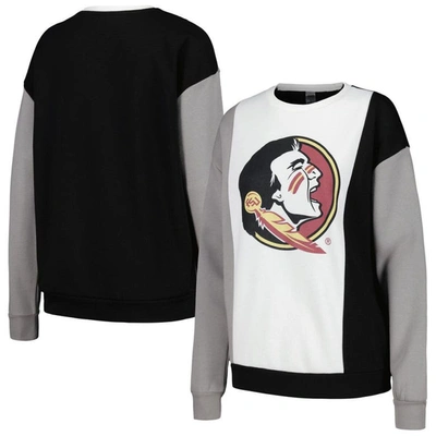 Gameday Couture White/black Florida State Seminoles Vertical Color-block Pullover Sweatshirt