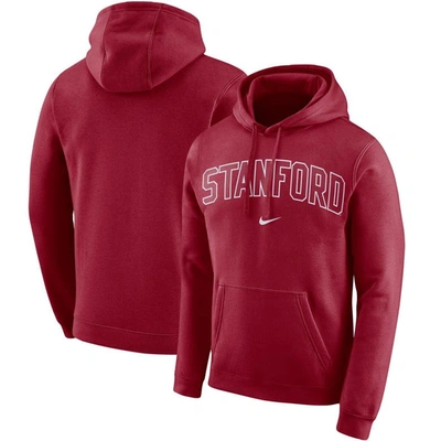 Nike Cardinal Stanford Cardinal Arch Club Fleece Pullover V-neck Hoodie