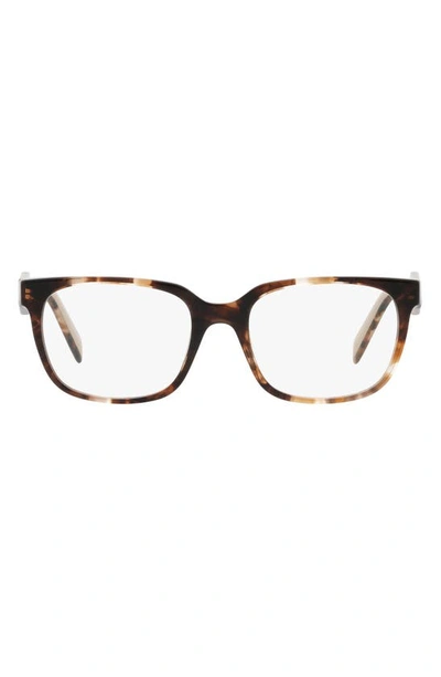 Prada 55mm Rectangular Optical Glasses In Caramel