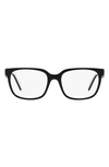 Prada 55mm Rectangular Optical Glasses In Black