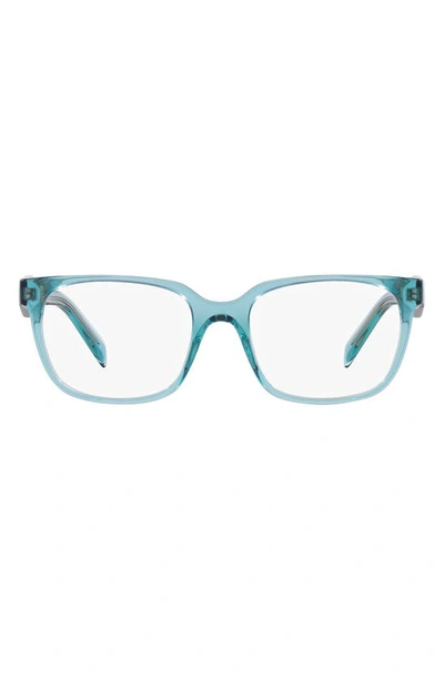 Prada 52mm Rectangular Optical Glasses In Blue