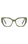 Prada 54mm Square Optical Glasses In Dark Green