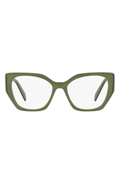 Prada 54mm Square Optical Glasses In Dark Green