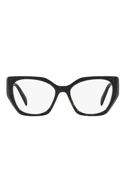 Prada 54mm Square Optical Glasses In Black Yellow