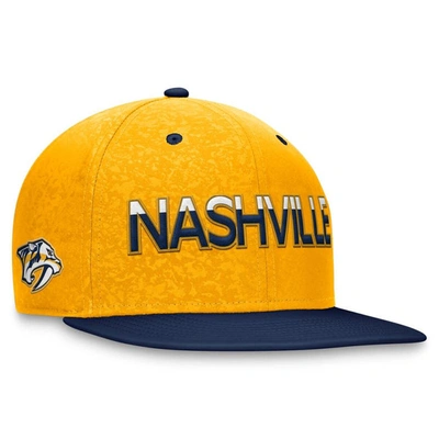 Fanatics Branded  Navy/gold Nashville Predators Authentic Pro Rink Two-tone Snapback Hat In Navy,gold