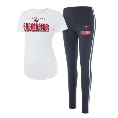 Concepts Sport Women's  White, Charcoal Tampa Bay Buccaneers Sonata T-shirt And Leggings Set In White,charcoal