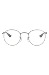 Ray Ban Ray-bay 47mm Round Optical Glasses In Matte Gunmetal