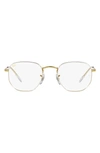 Ray Ban 51mm Round Optical Glasses In White Gold