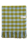 Tbco Gingham Lambswool Blanket In Moss Oversized Gingham