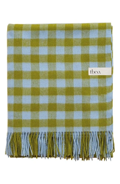 Tbco Gingham Lambswool Blanket In Moss Oversized Gingham