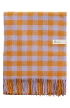 Tbco Gingham Lambswool Blanket In Amber Oversized Gingham