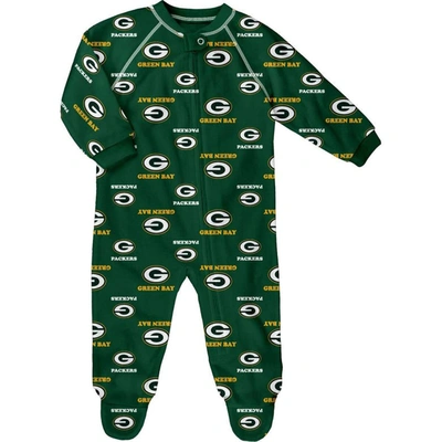 Outerstuff Babies' Newborn Green Green Bay Packers Allover Print Raglan Full-zip Jumper