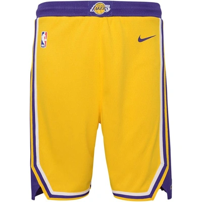 Nike Kids' Youth  Gold Los Angeles Lakers Icon Edition Mesh Performance Swingman Shorts