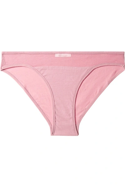 Skin Onyx Tulle-trimmed Stretch Organic Pima Cotton-jersey Briefs In Antique Rose