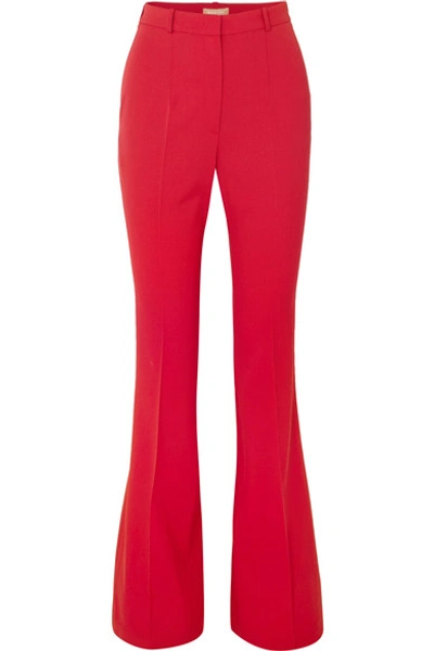 Michael Kors Wool-blend Gabardine Flared Pants In Red