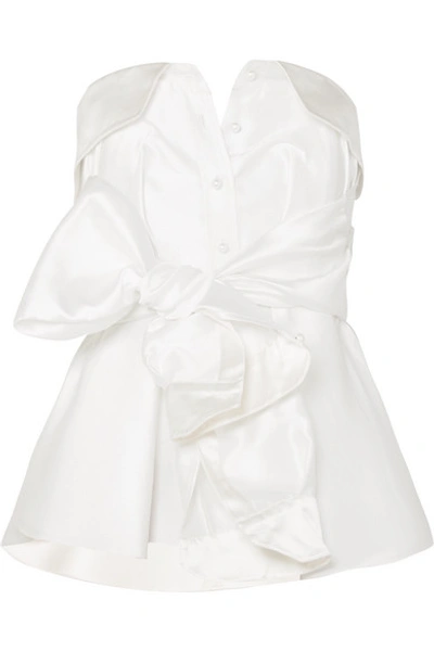 Alexis Mabille Bow-detailed Satin-twill Top In White