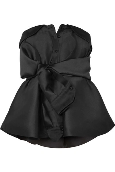 Alexis Mabille Bow-detailed Satin-twill Top In Black