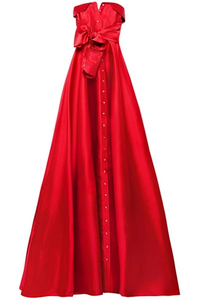 Alexis Mabille Bow-detailed Satin-twill Gown In Red