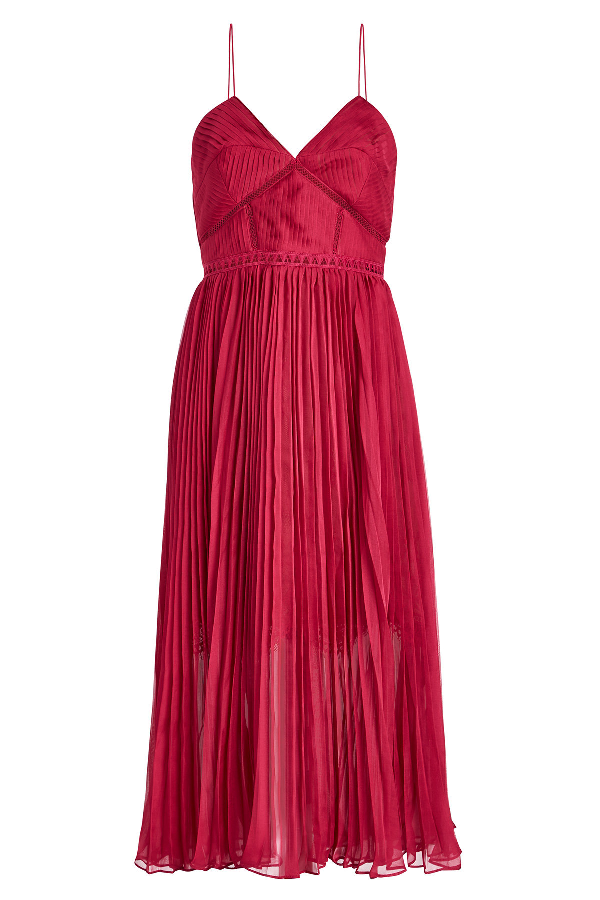 self portrait pleated chiffon dress