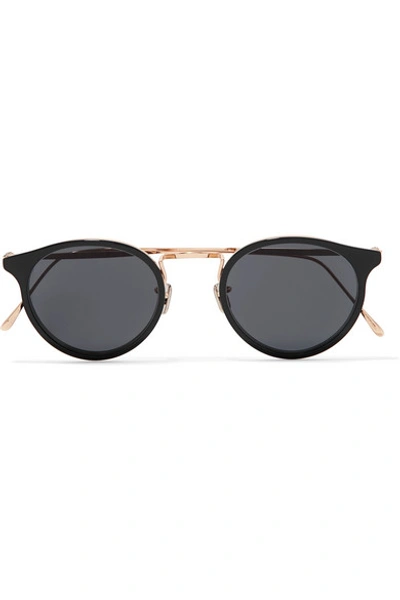 Eyevan 7285 Round-frame Acetate And Gold-tone Sunglasses In Black