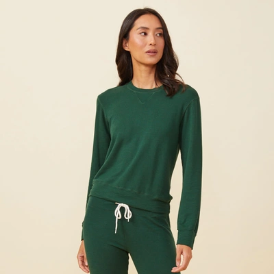 Monrow Supersoft Crew Neck Sweatshirt In Evergreen