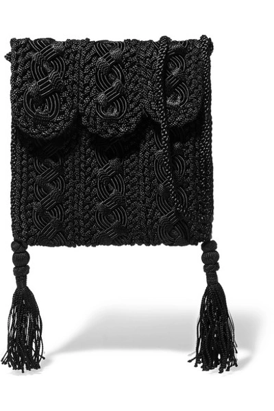 Carrie Forbes Youssef Small Crocheted Cord Shoulder Bag In Black