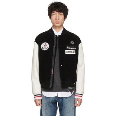 Moncler Genius 7 Moncler Fragment Hiroshi Fujiwara Black & White Corduroy  Down Bomber Jacket | ModeSens