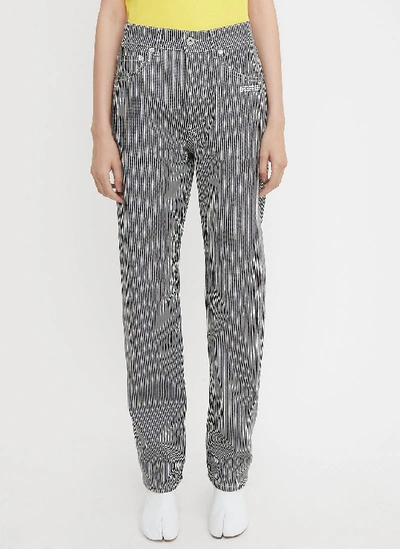 Off-white Striped Jeans In Grey