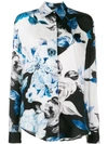 Off-white Floral-print Silk Button-front Blouse In Black All Over