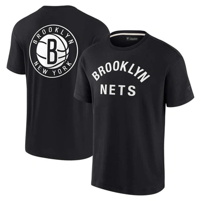 Fanatics Signature Unisex  Black Brooklyn Nets Super Soft T-shirt