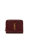 Saint Laurent Monogram Chevron-quilted Leather Wallet In Burgundy