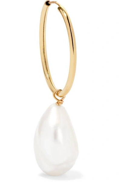 Grace Lee 14-karat Gold Pearl Hoop Earring