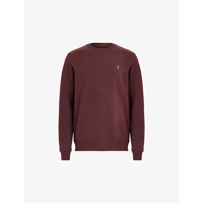 Allsaints Raven Crew Neck Ramskull Sweatshirt In Mars Red