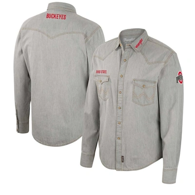 Colosseum X Wrangler Gray Ohio State Buckeyes Cowboy Cut Western Full-snap Long Sleeve Shirt