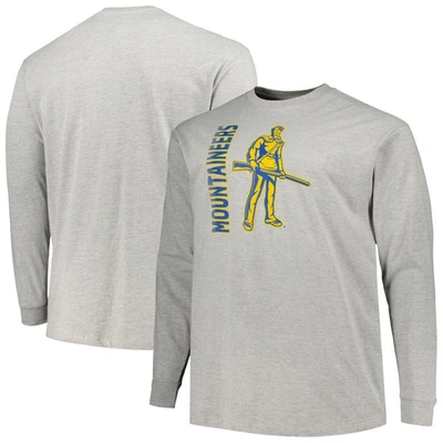 Champion Heather Gray West Virginia Mountaineers Big & Tall Mascot Long Sleeve T-shirt