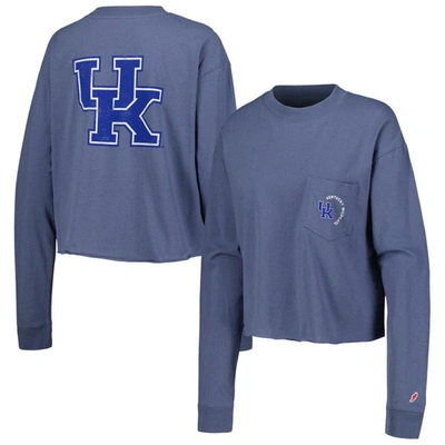 League Collegiate Wear Navy Kentucky Wildcats Clothesline Midi Long Sleeve Cropped T-shirt