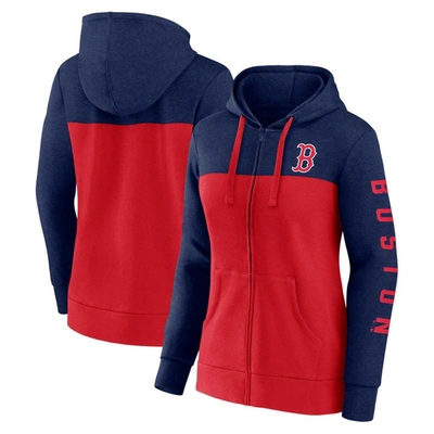 Fanatics Women's  Heather Navy, Red Boston Red Sox City Ties Hoodie Full-zip Sweatshirt In Heather Navy,red