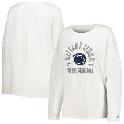 League Collegiate Wear White Penn State Nittany Lions Clothesline Oversized Long Sleeve T-shirt