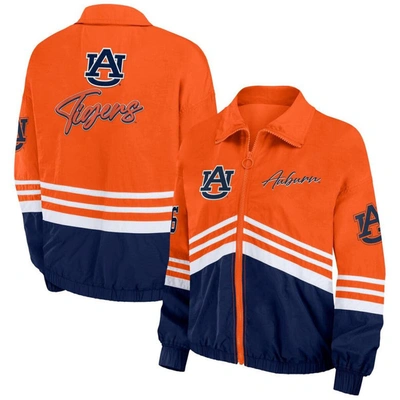 Wear By Erin Andrews Orange Auburn Tigers Vintage Throwback Windbreaker Full-zip Jacket