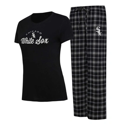 Concepts Sport Women's  Black, Gray Chicago White Sox Arctic T-shirt And Flannel Pants Sleep Set In Black,gray