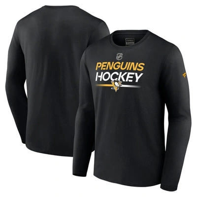 Fanatics Branded  Black Pittsburgh Penguins Authentic Pro Primary Replen Long Sleeve T-shirt