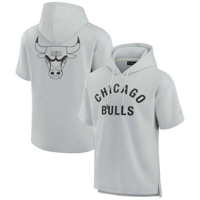 Fanatics Signature Unisex  Gray Chicago Bulls Super Soft Fleece Short Sleeve Pullover Hoodie