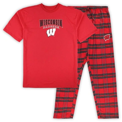 Profile Red/black Wisconsin Badgers Big & Tall 2-pack T-shirt & Flannel Pants Set