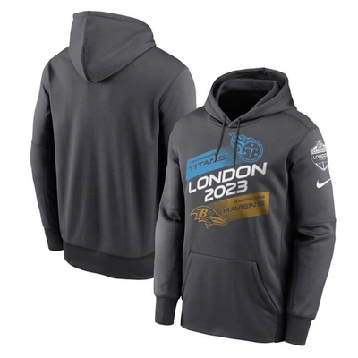 Nike Anthracite Tennessee Titans Vs. Baltimore Ravens 2023 London Game Pullover Hoodie