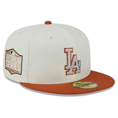 New Era Men's  Cream, Orange Los Angeles Dodgers 59fifty Fitted Hat In Cream,orange