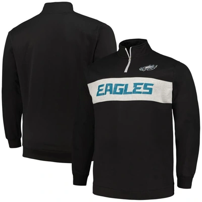Profile Men's  Black Philadelphia Eagles Big And Tall Fleece Quarter-zip Jacket
