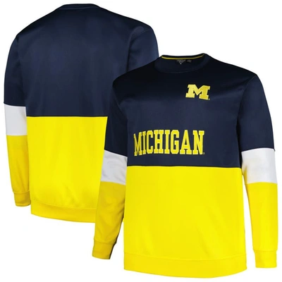 Profile Men's  Navy Michigan Wolverines Big And Tall Fleece Pullover Sweatshirt