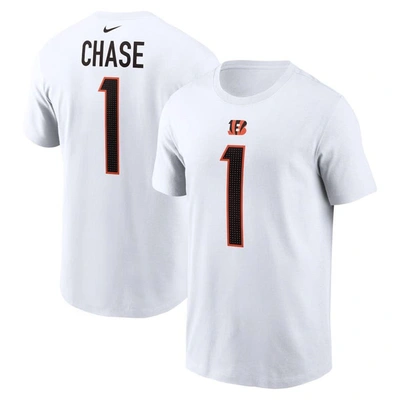 Nike Men's  Ja'marr Chase White Cincinnati Bengals Player Name And Number T-shirt
