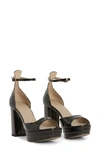 Allsaints Tia Platform Sandal In Black Shine