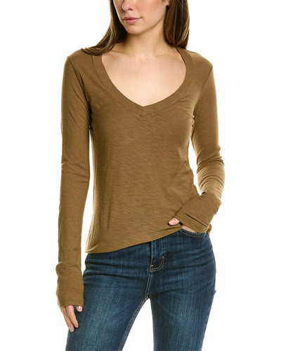 James Perse Deep V-neck T-shirt In Brown
